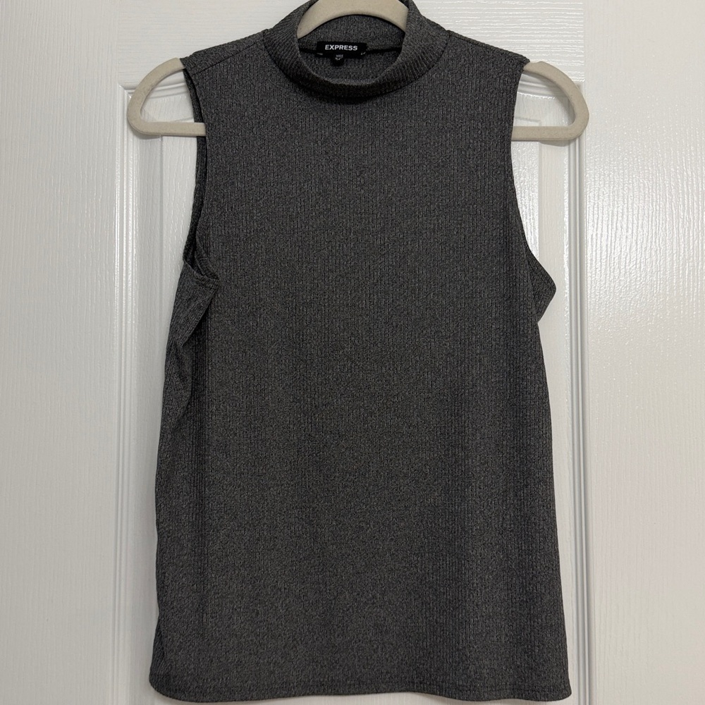 Express - Mock Neck Sleeveless Gray Top